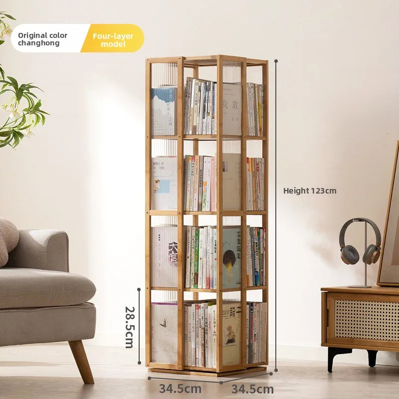 Rotating bookshelf 360 degree floor storage shelf Internet celebrity home simple student bookcase