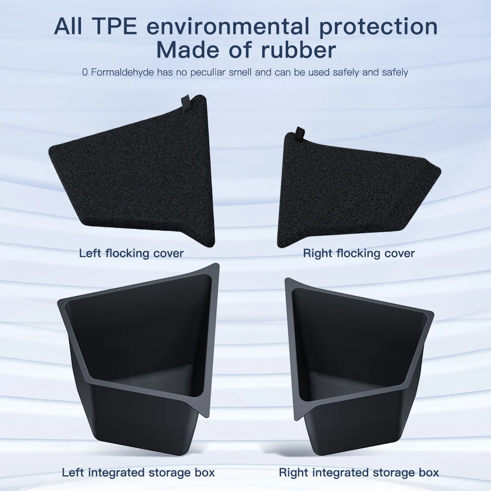 YZ Car Trunk Side Left Right Tidying Packet Storage Box For Tesla Model Y Juniper 2021-2025 Flocking Mat Cover Organizer