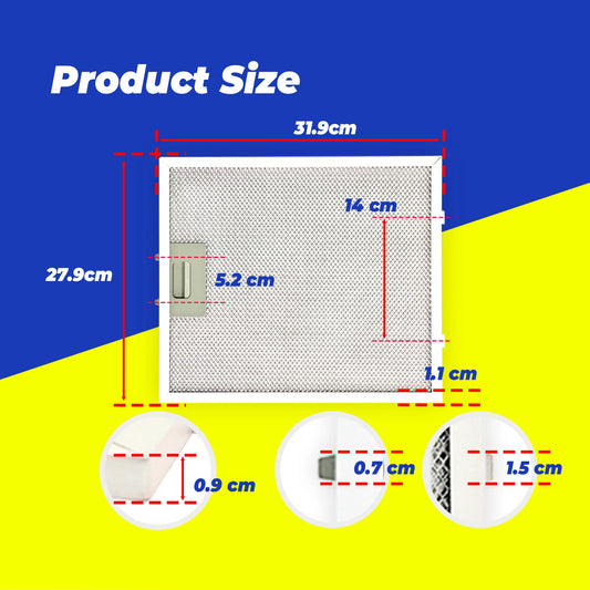 1Pack, 31.9x27.9x0.9cm Range Hood Grease Filter Kitchen Extractor Aluminium 4518