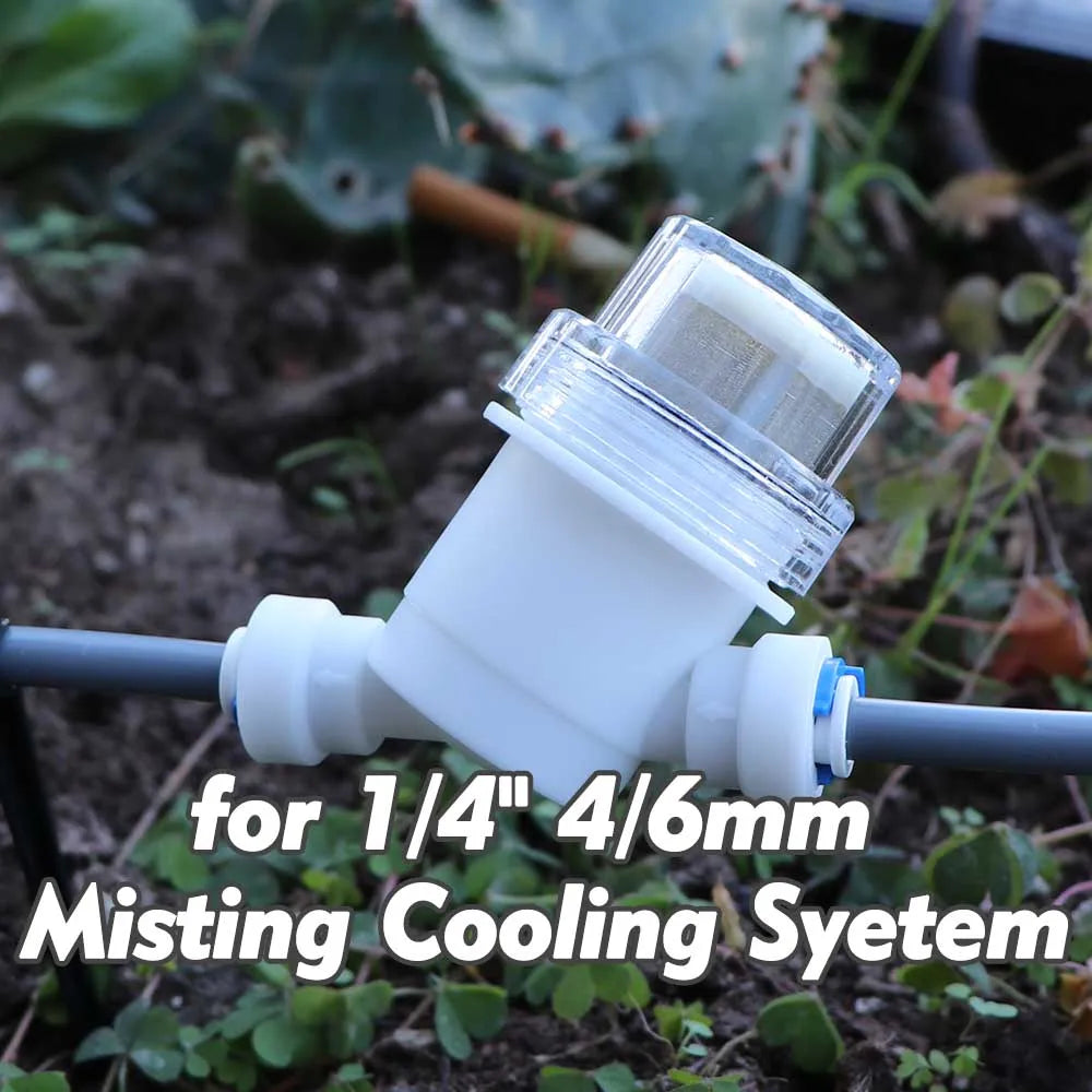 40μm 1/4" 4/6mm Mini Prefilter Slip Lock Quick Connector Stainless Steel Filter Screen Garden Irrigation Misting Cooling System