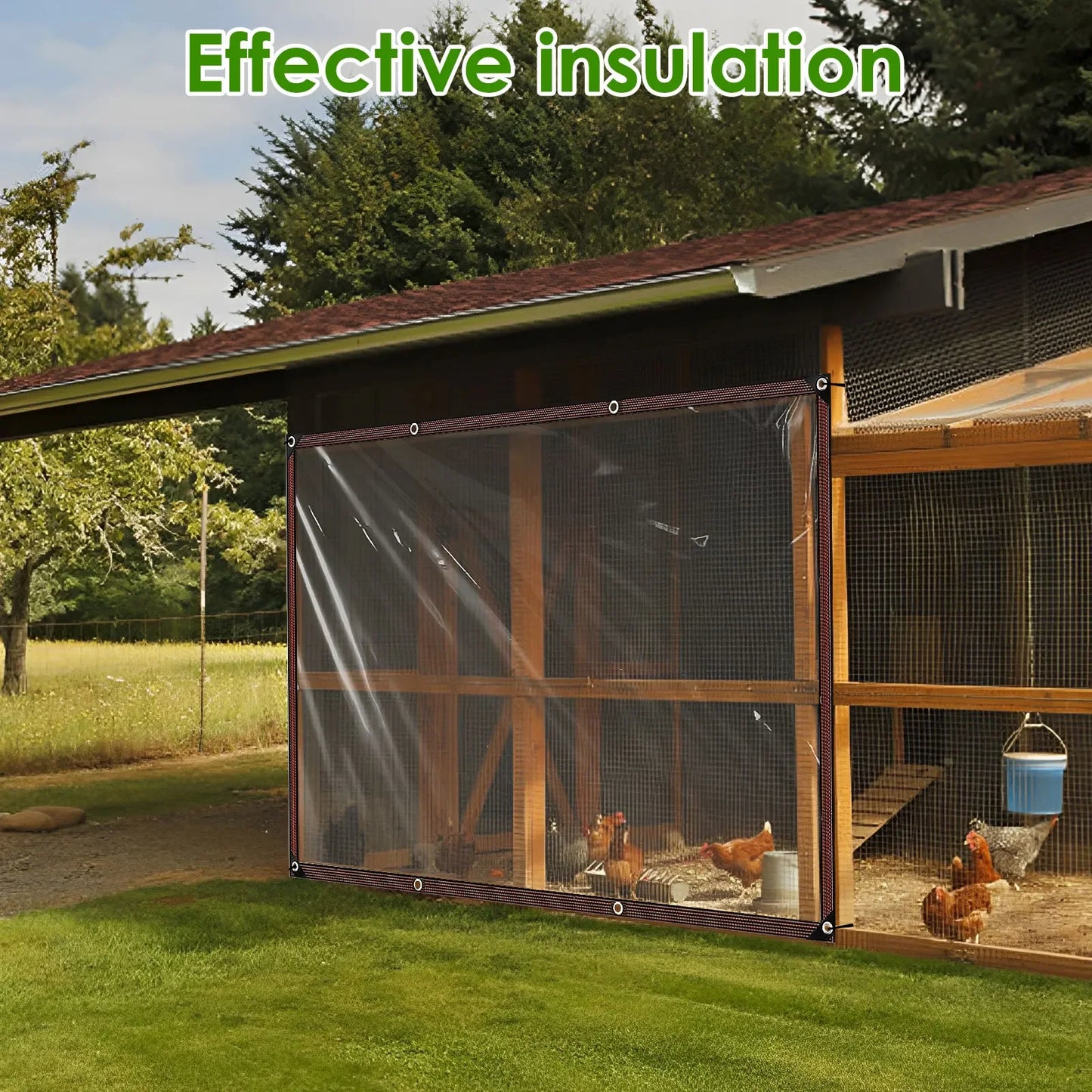 Chicken Coop Cover Transparent Tarpaulin Outdoor Garden Waterproof Run Tarp with Rope Reinforced Edges Chicken Coop Porch Canopy
