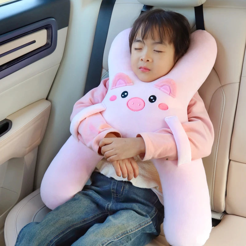 Kids Car Neck Pillow | Seat Belt Safety Sleep Aid for Comfortable Travel & Head Support