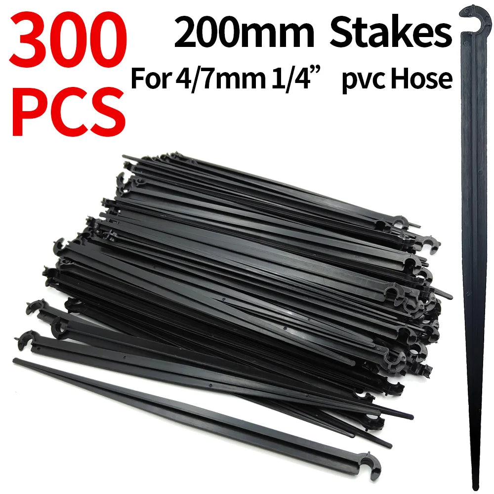 WUJIE 50-1000PCS Garden 1/4" Stake Fixed Stems Holder Support 11cm 20cm for Drip Irrigation 4/7mm Hose Pipe Inserting Ground