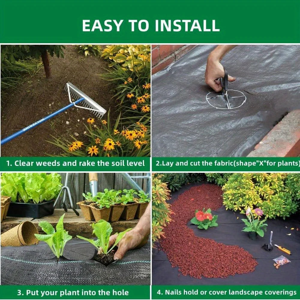 Garden Landscape Fabric Weed Barrier Heavy-Duty Road Gardening Mat Polypropylene
