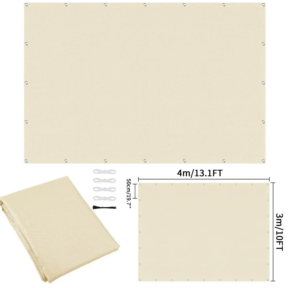 Waterproof Sun Shade Cloth with Grommets Rectangle Square Patio Sun Screen Pergola Shade Sail Canopy Cover Tarp Screens