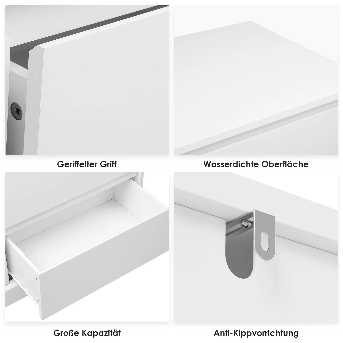 Getone White Chest of Drawers Bedroom Dresser, Bedroom Storage Cabinet with 6 Drawers Sideboard for Living Room 120x40x82cm