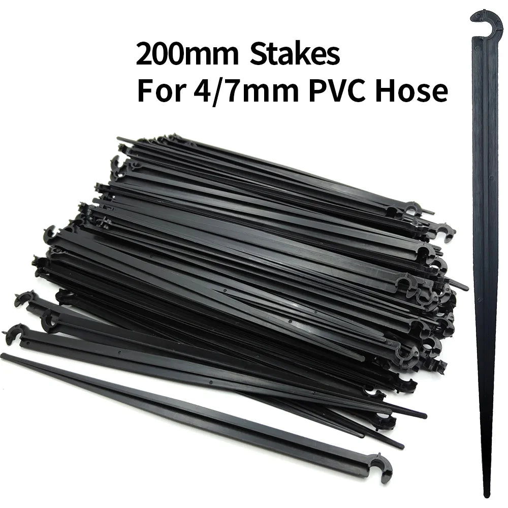 WUJIE 50-1000PCS Garden 1/4" Stake Fixed Stems Holder Support 11cm 20cm for Drip Irrigation 4/7mm Hose Pipe Inserting Ground