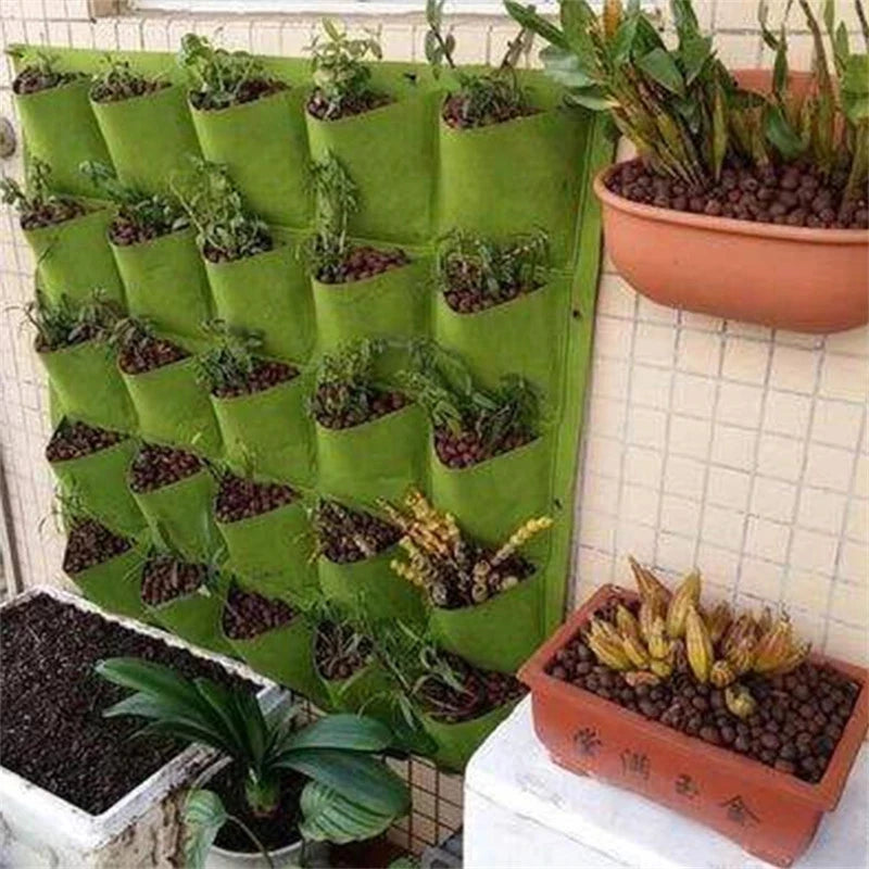 Black Green Wall Hanging Planting Bags Flower Pot Grow Bag Garden Planter Vertical Suculentas Plant Pot Home Decor Accessories