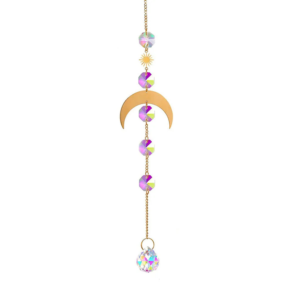 1PCS AB Suncatcher Hanging Sun Catcher with Chain Pendant Ornament Crystal Balls for Window Home Garden Christmas Party Decor