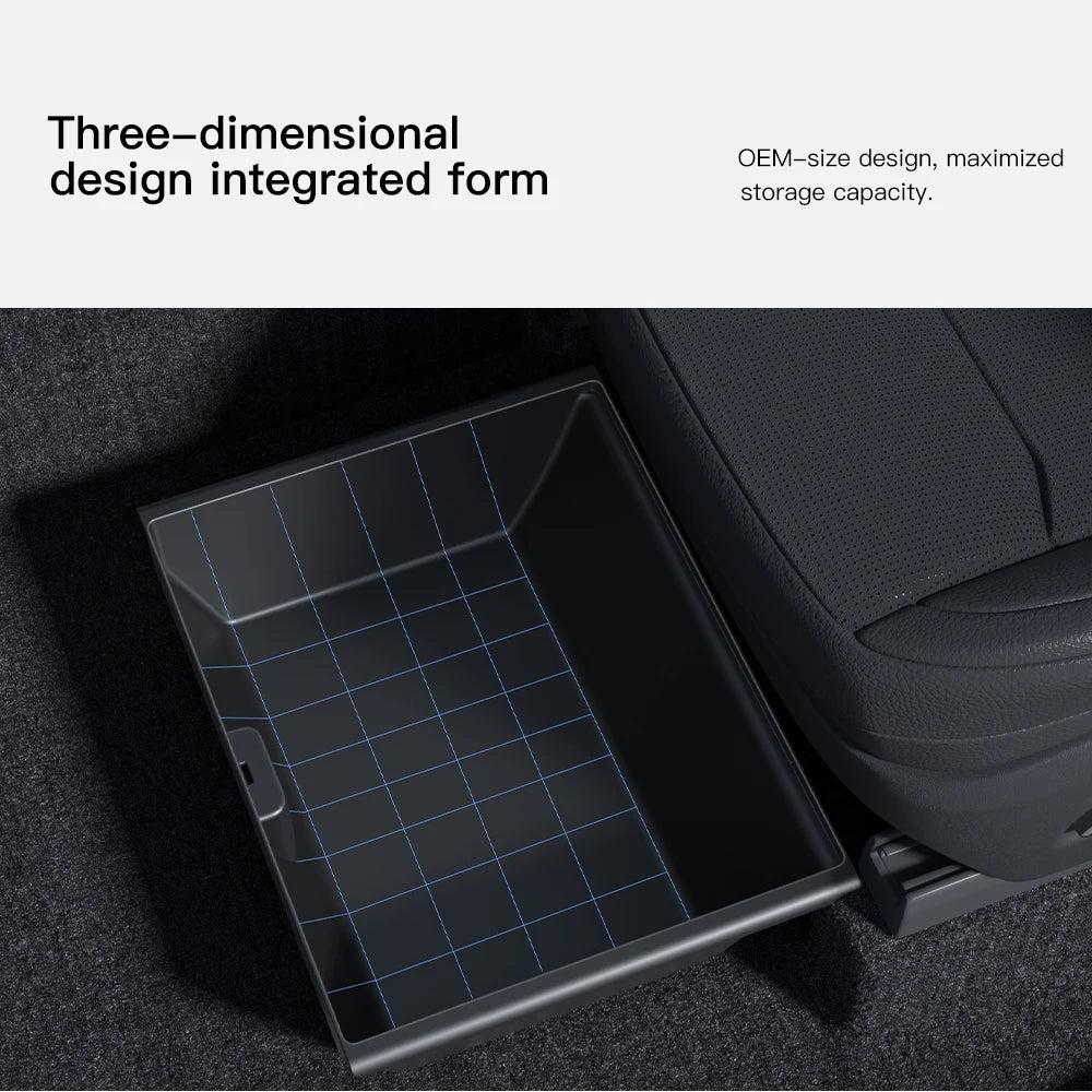 YZ For Tesla Model Y Juniper 2025 Under Seat TPE Hidden Storage Box Drawer Car Organizer Accessories For Tesla Car Accessories
