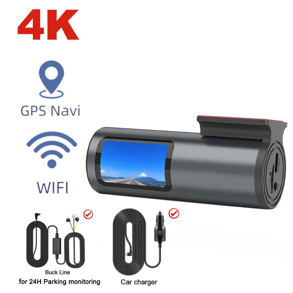 Dash Cam 4K WiFi GPS Dash Camera for Cars Mini Front Car DVR 24H Parki