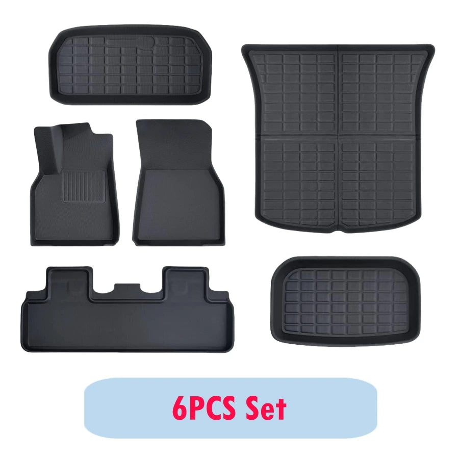 Car Floor Mats For Tesla Model Y Juniper 2025 LHD RHD Model Y All Weather Floor Liners Anti-slip Trunk Mat Cargo Liners