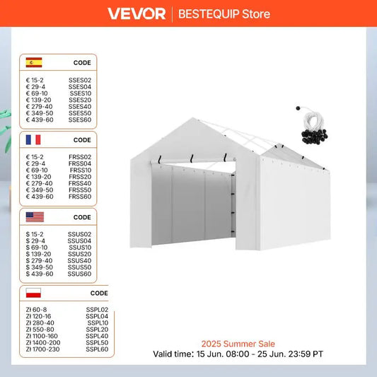 VEVOR Carport Replacement  Garage Tent Shelter Tarp Heavy-Duty Waterproof & UV Protected.