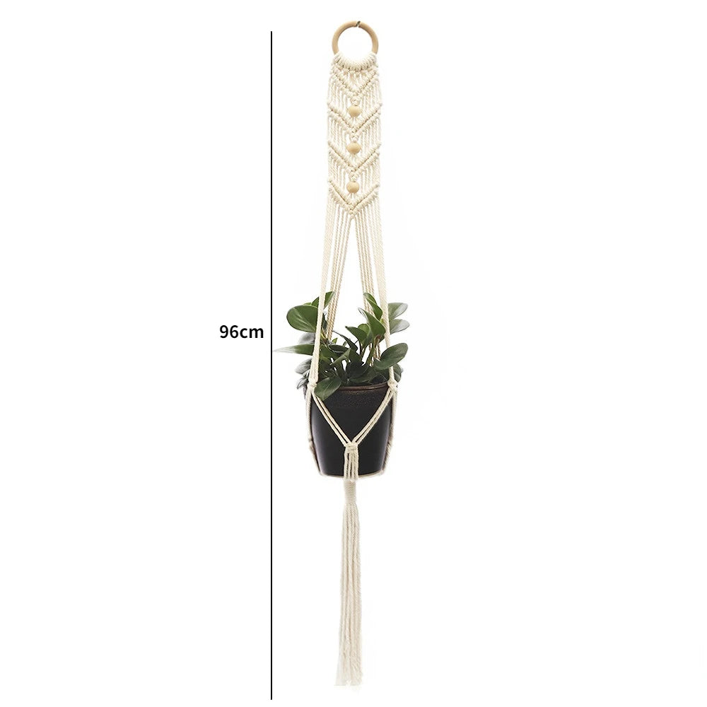 Handmade Macrame Plant Hanger Basket Flower Pot Balcony Hanging Decoration Knotted Lifting Rope Bohemian Style Home Garden Decor