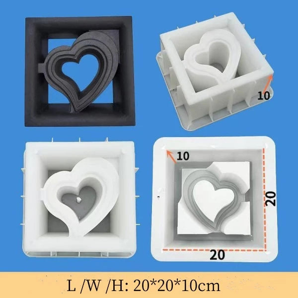 Wall Plastic Ventilation Tile Mold, Traditional 3D Geo Paver Mold, Hollow Square, Strong Concrete Cement Brick for Floor Decor