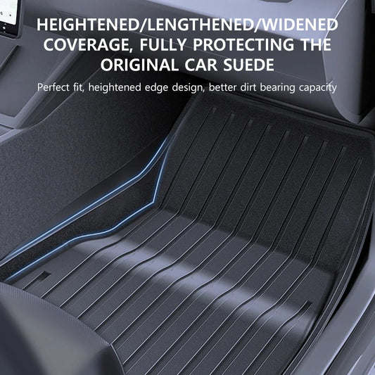 Extended Floor Mats for Tesla Model Y 2025+ Juniper 2025 All-Weather TPE Lengthen and Widen Waterproof Non-Slip Cargo Liners