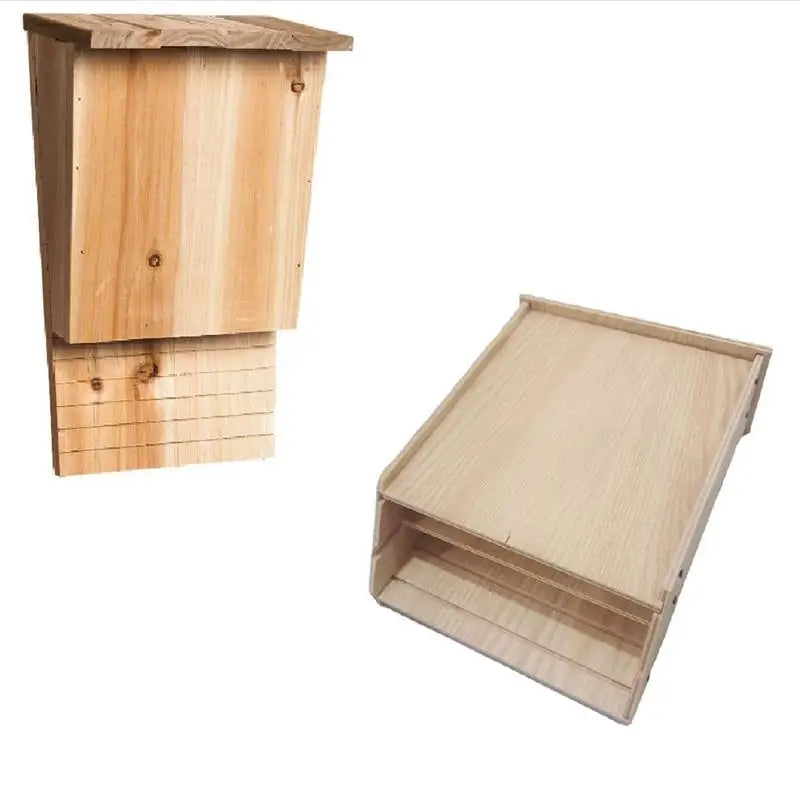 Bat Houses For Outdoor Natural Wooden Bat House Shelter With Roof Weatherproof Bat Box Garden Summer And Winter Quarters