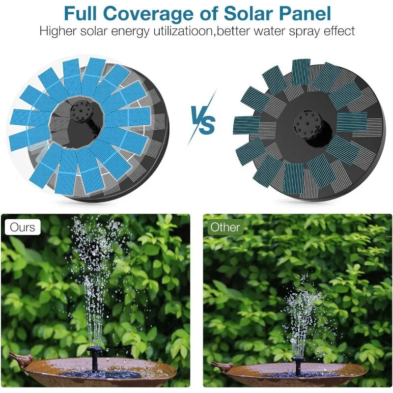 3.5W Solar Fountain Disk Design with 6 Nozzles Fountain Pump for DIY Design Water Splash Powerful Solar Panel Outdoor Decoration