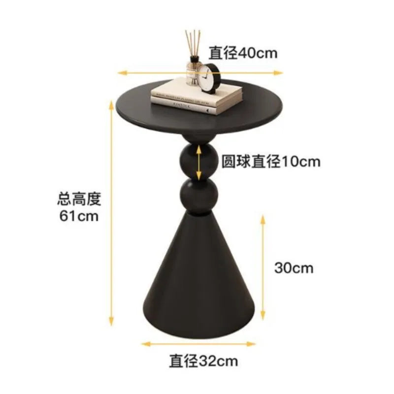 Realife Nordic Wrought Iron Edge Table Cream Style Living Room Circular Coffee Table Sofa White Edge Table Simple And Modern New
