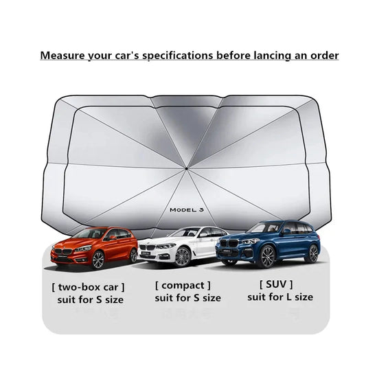 For Tesla Model Y Model 3 Model X Model S Roadster Car Windshield Sun Shade UV Ray Reflector Umbrella Auto Interior Accessories