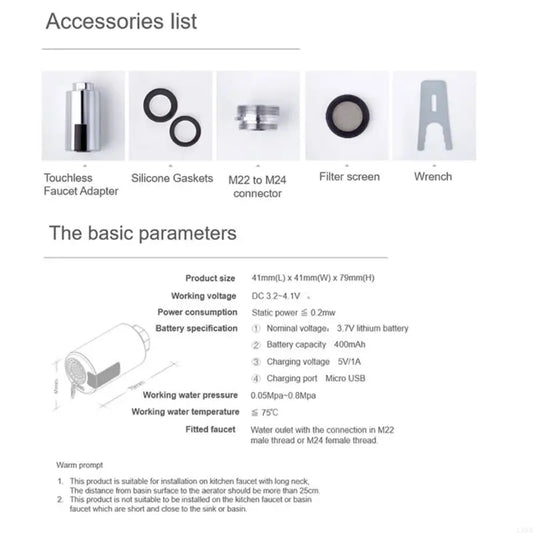 L9NB Automatic Faucets Nozzle Adapter NonContact Water Saving Device Infrare Sensors HandsFrees Intelligent Faucets Sensors