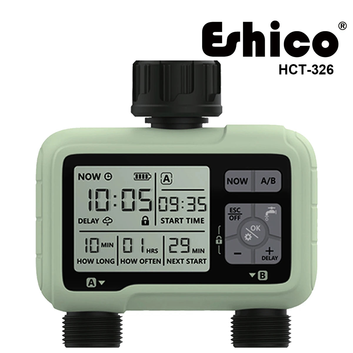Eshico HCT-326 Super Timing 2-Outlet Water Timer Precisely Watering Up Outdoor Automatic Irrigation Fully Adjustable Program
