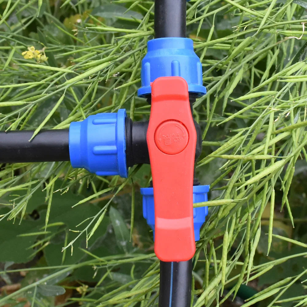 20/25/32/40/50/63mm PE Pipe Quick Connector Valve Tee Elbow Direct End plug Garden Tap Plastic Valve T-type Water Splitter