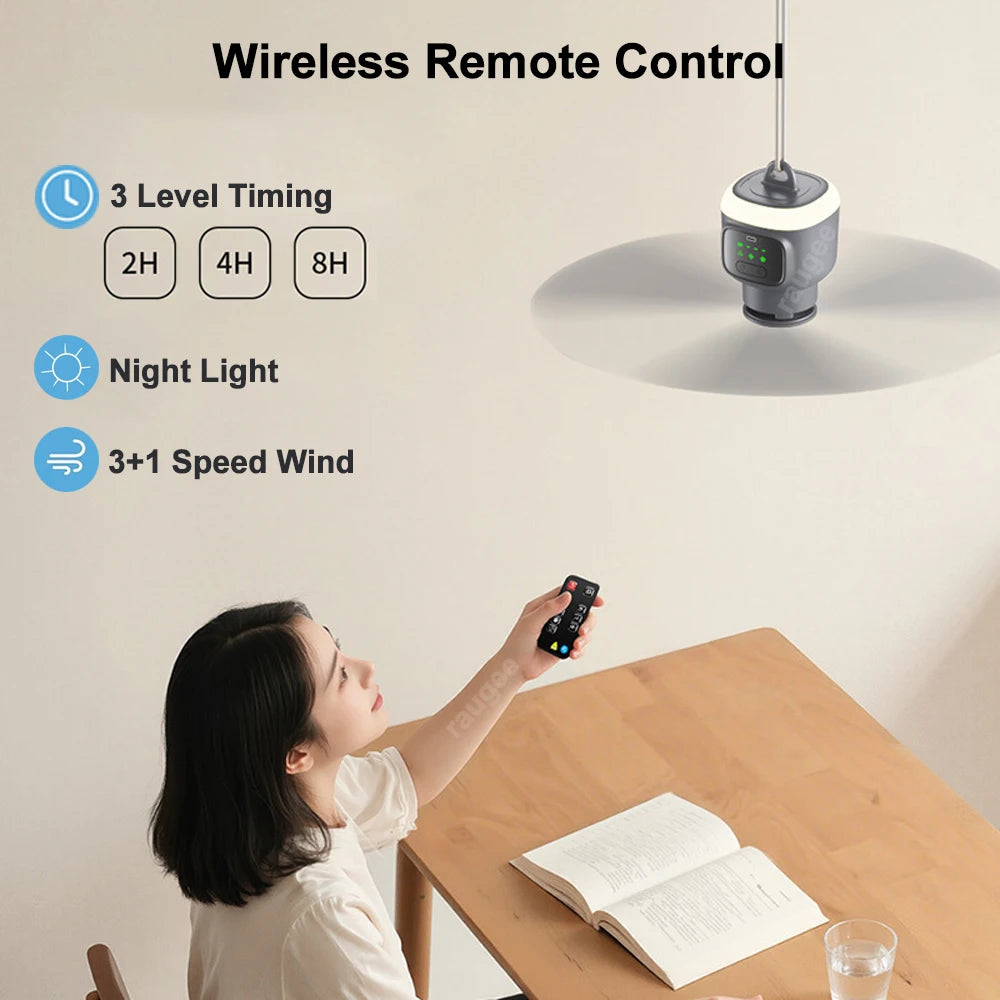 Ceiling Fan Camping Tent Air Circulator Cooler 12000mAh USB Rechargeab