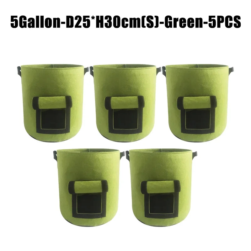 5/10Gallon Felt Plant Grow Bags Nonwoven Fabric Garden Potato Pot Greenhouse Vegetable Growing Bags Moisturizing Vertical Tools