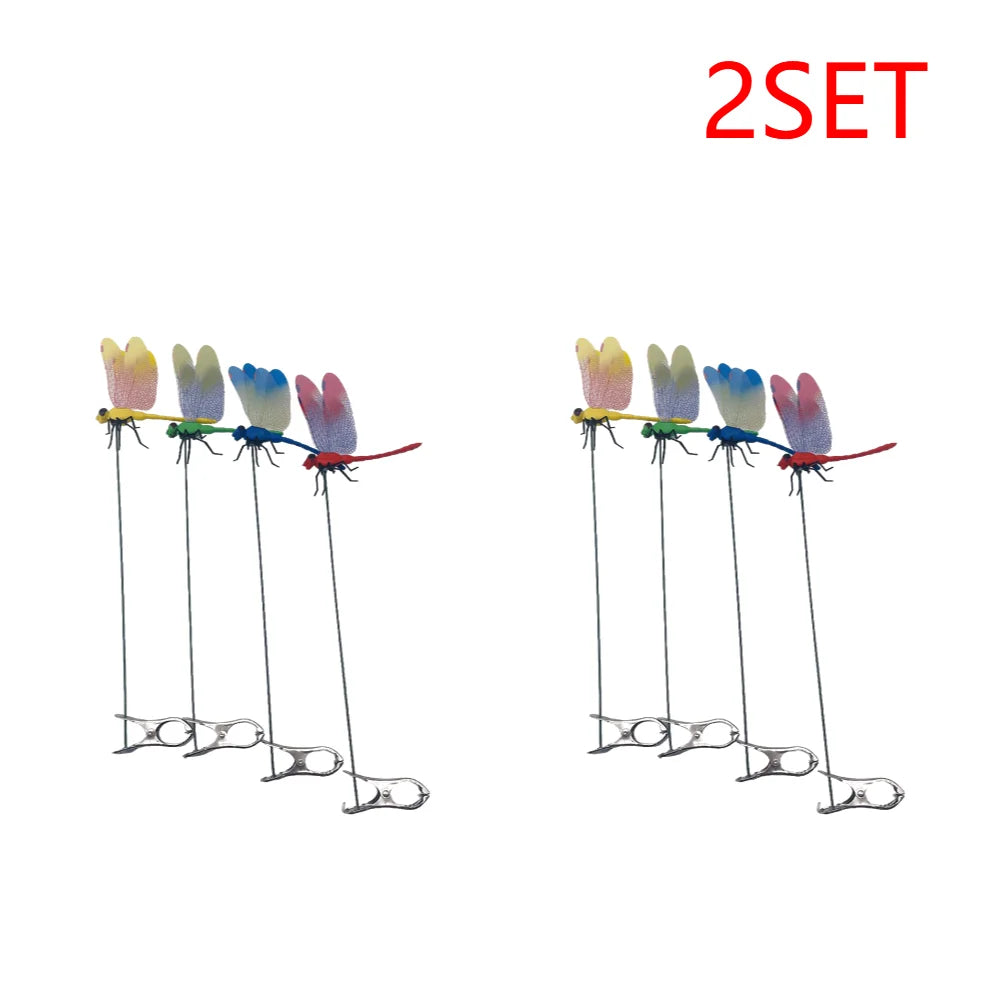 4/8/32Pcs Simulation 3D Dragonfly Clip Lifelike Outdoor Decor Realistic Bug Deterrents Fake Dragonfly Garden Decorative Clip