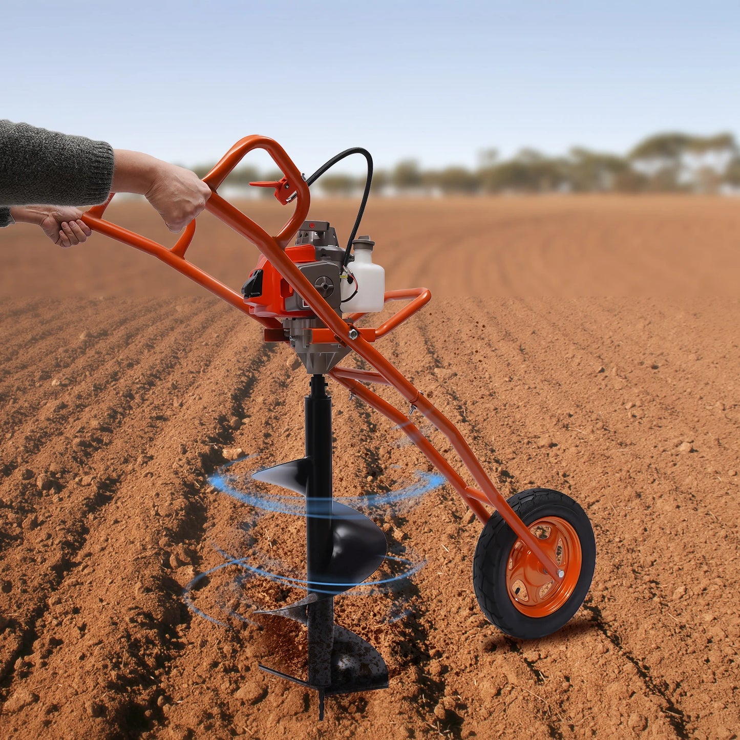 63CC 2.2KW Gasoline Earth Auger | Heavy Duty Hand Push Post Hole Digger