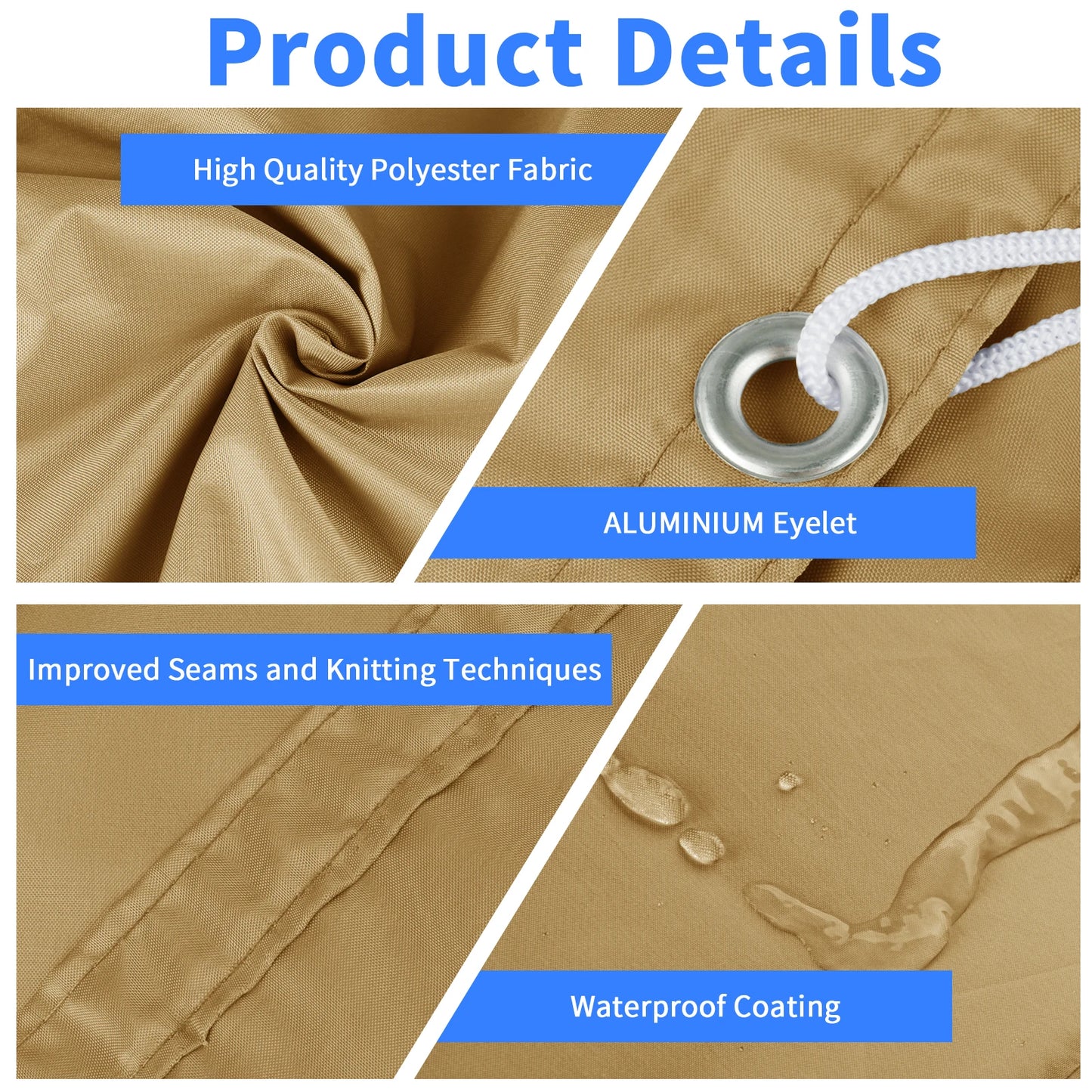 Waterproof Sun Shade Cloth with Grommets Rectangle Square Patio Sun Screen Pergola Shade Sail Canopy Cover Tarp Screens