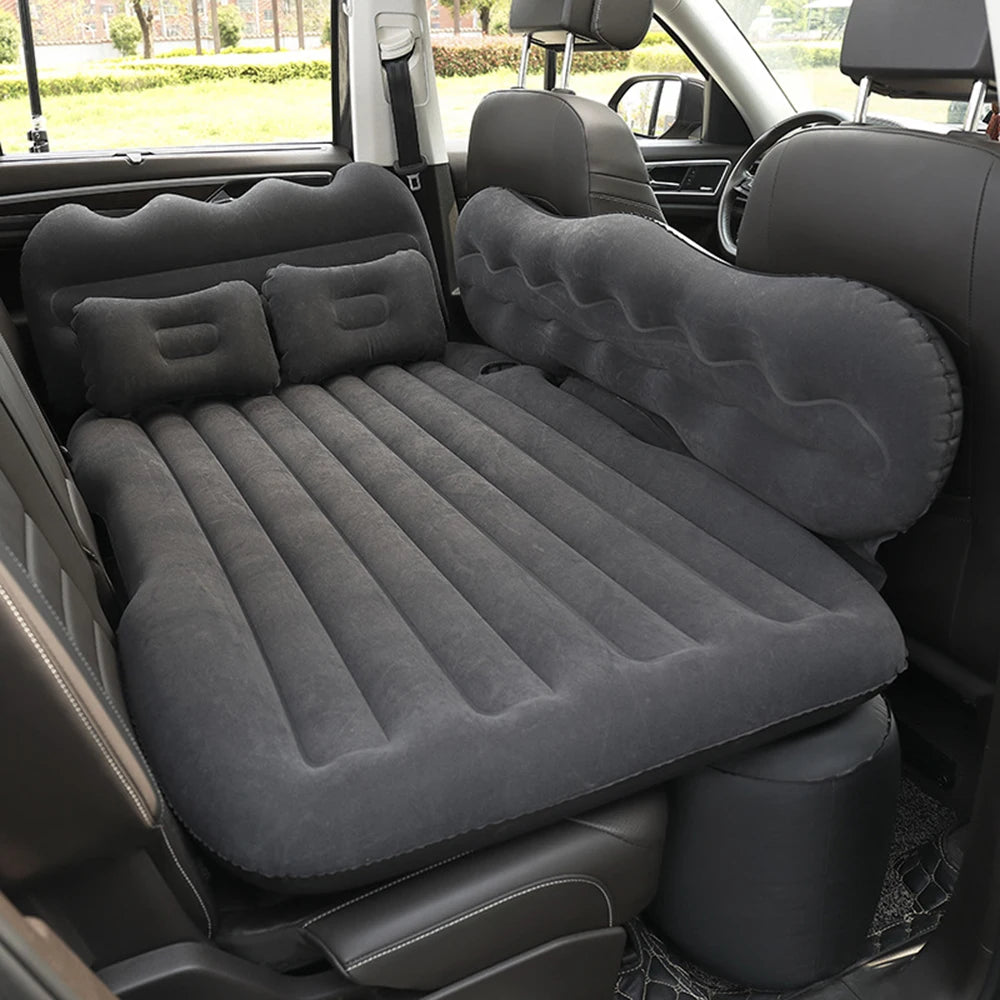 2 Types Car Travel Bed Multifunction Inflatable Travel Mattress PVC Flocking Soft Sleeping Rest Cushion for Car SUV Accessories