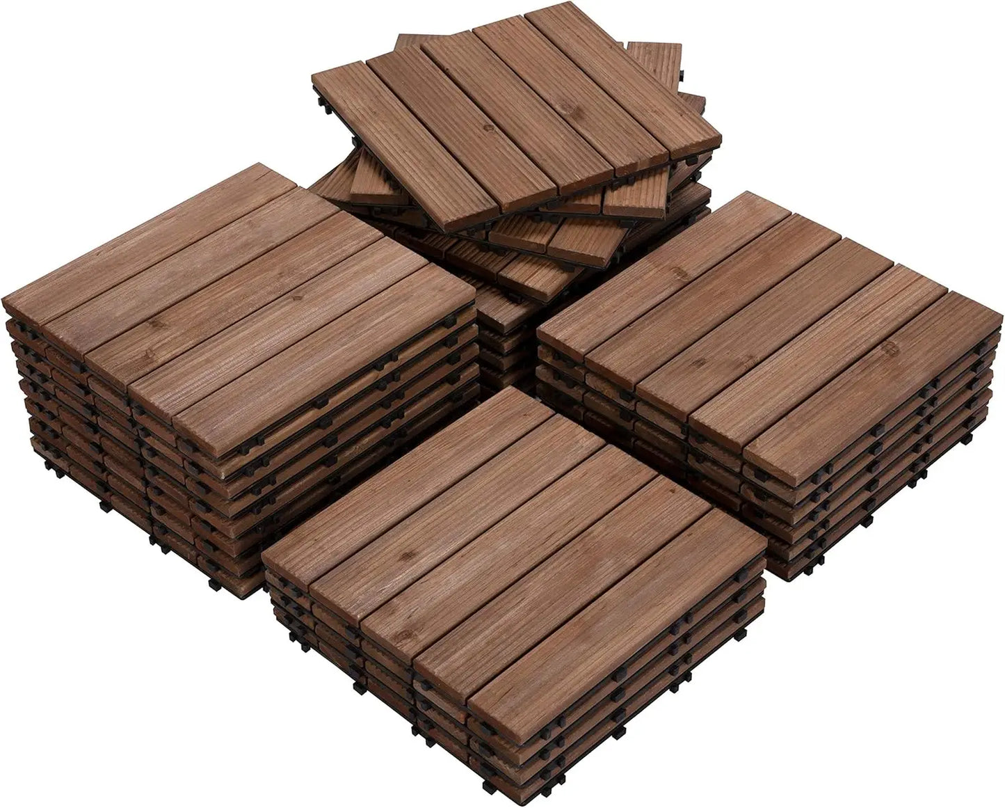 27PCS Interlocking Patio Deck Tiles Outdoor Flooring for Garden Poolside Fir Wood Indoor Natural Wood, Garden Floor Boards