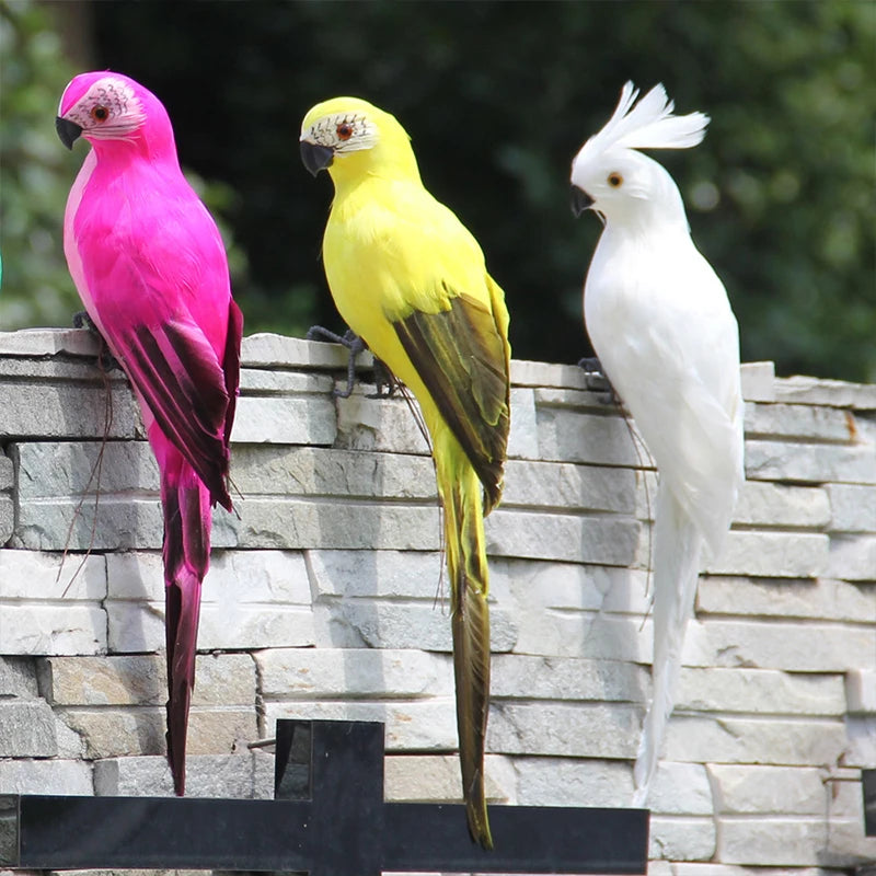25/35cm Simulation Parrot Creative Handmade Foam Feather Macaw Lawn Figurine Ornament Fake Animal Bird Garden Prop Decoration