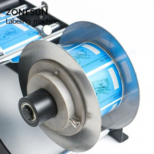 ZONESUN Manual Round Bottle Labeling Machine with Handle Plastic Bottle Hand Sanitizer Bottle Can Sticker Label Applicator ZS-50