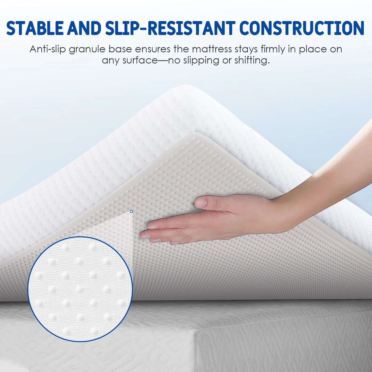 AUTHMIC Gel Foam Memory Mattress Topper 7-Zone Ergonomic Breathable Washable Cover Non-Slip for Home Sleep Comfort