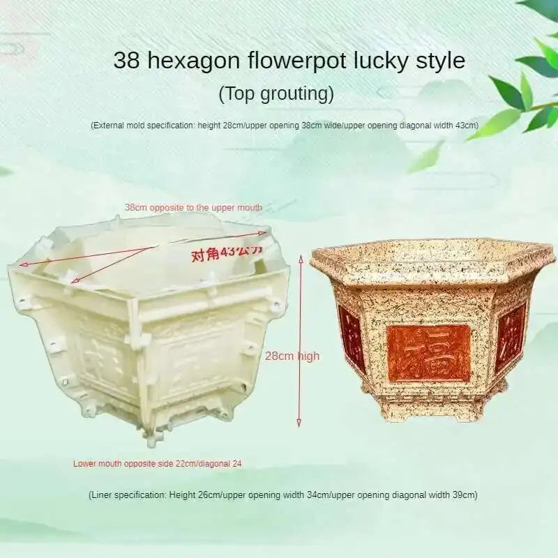 Hexagonal Cement Flowerpot Mold Home Garden Balcony Bonsai Pot Template Concrete Cast-in-place Homemade Plastic Flowerpot Mold