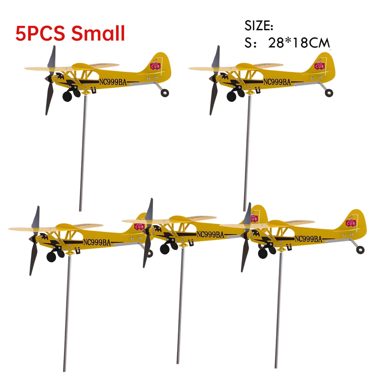 3D Piper J3 Cub Wind Spinner Plane Metal Airplane Weather Vane Outdoor Roof Wind Direction Indicator WeatherVane Garden Decor