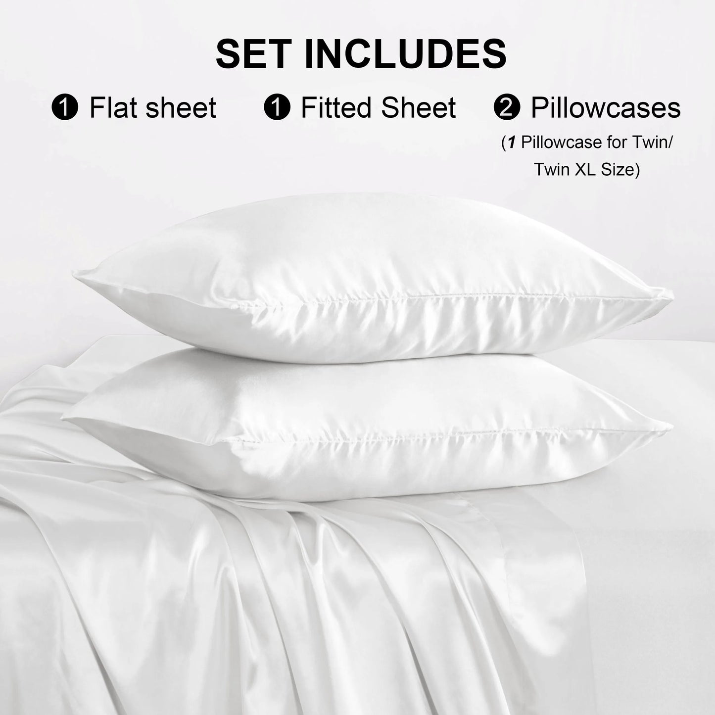 Ntbay 3 Pieces Silky Satin Cooling Bed Sheet Set, Ultra Soft and Cozy Bedding Cover Set, (Not Include Comforter and Pillow)