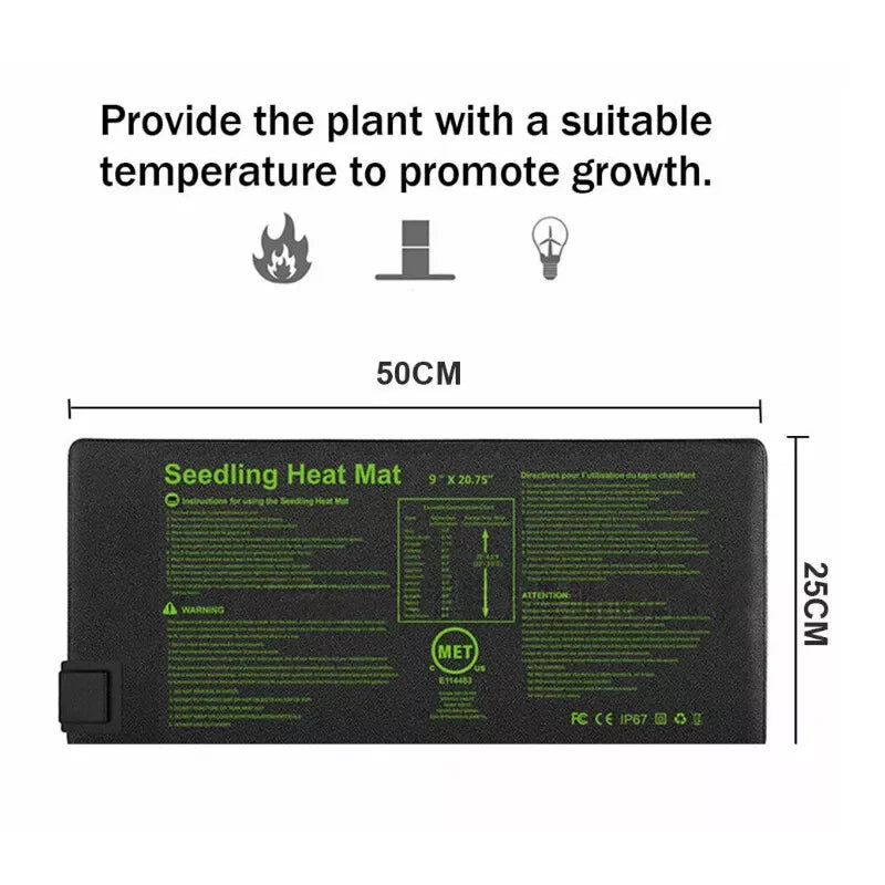 Plant heating pads 50x25cm 240V 17.5W Plants Growth Heating Mats Seedling Heat Mat Indoor Plants Germination Waterproof Heating