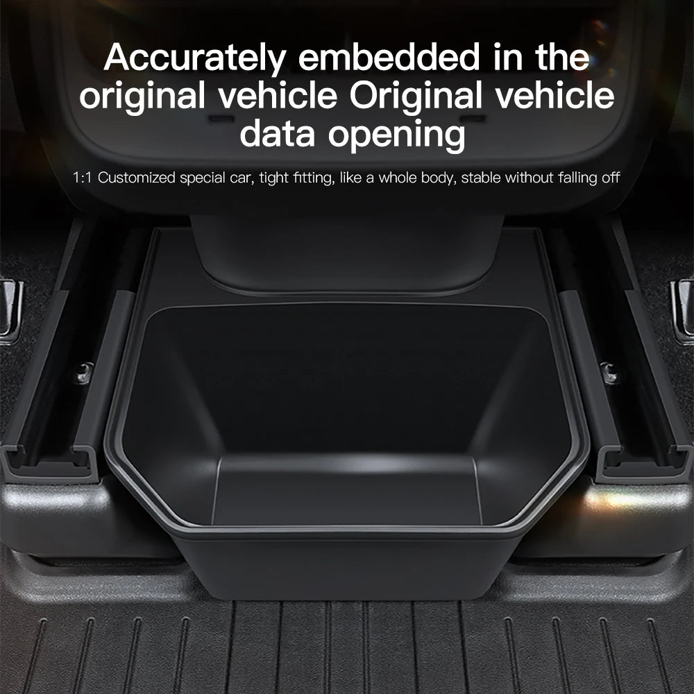 YZ Rear Seat TPE Storage Box For Tesla Model Y Juniper 2021-2025 Under Air Vent Storage Case Trash Can Organizer Car Accessories