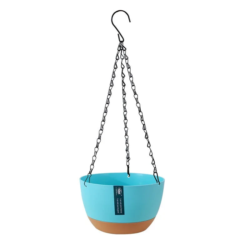 1pcs Nordic Hanging Basket Planter with Chains Thickened Resin Wall-Mounted Flower Pot for Balcony Home Decor