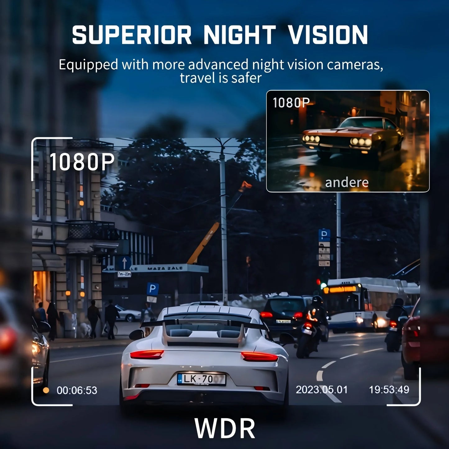Car Dash Cam 4 Channel Black Box WiFi Driving Camera FHD 1080P Front L