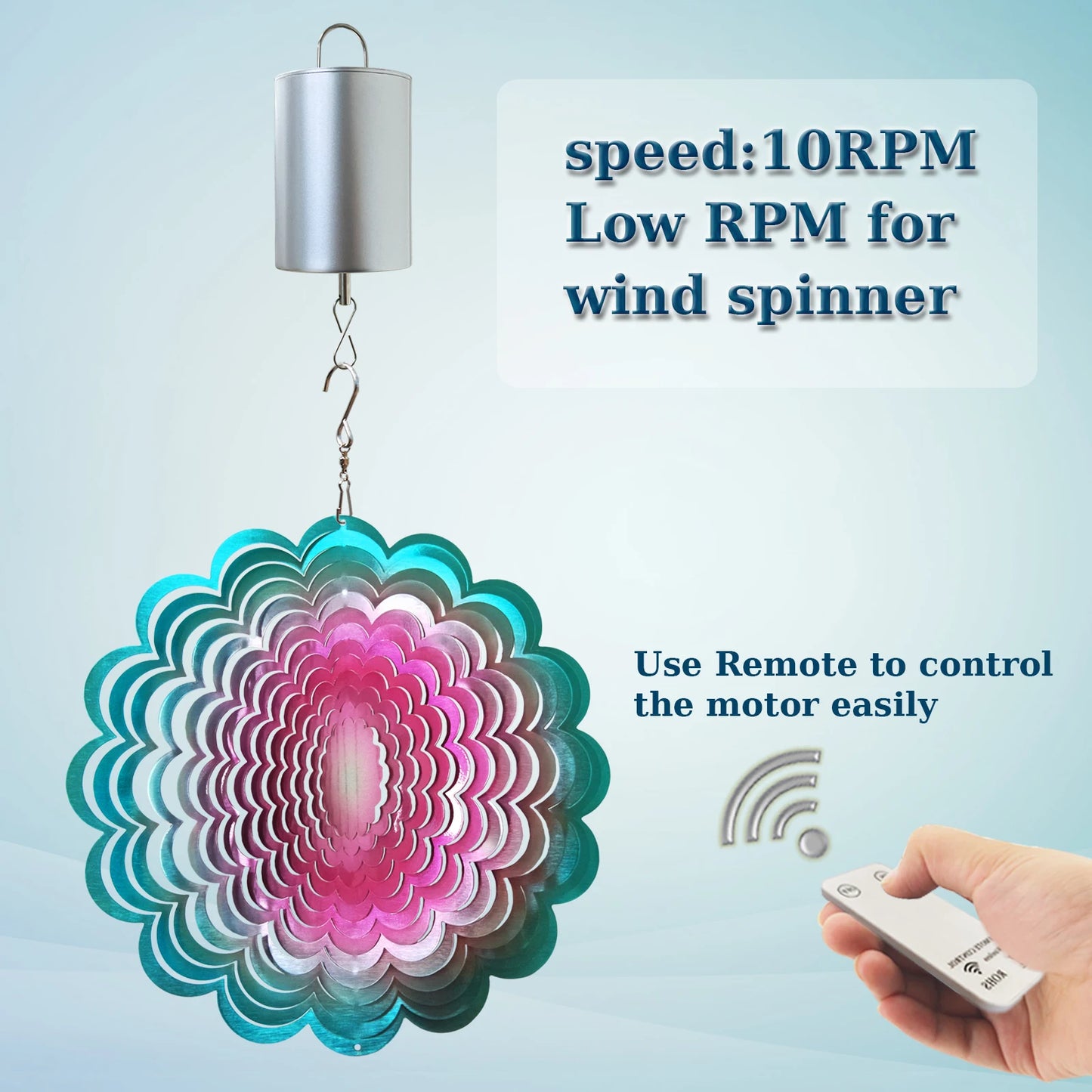 PSATHENATI Wind motor Battery powered mobile motor with remote control decoration rotating ball Wind chime spiral 10or20RPM