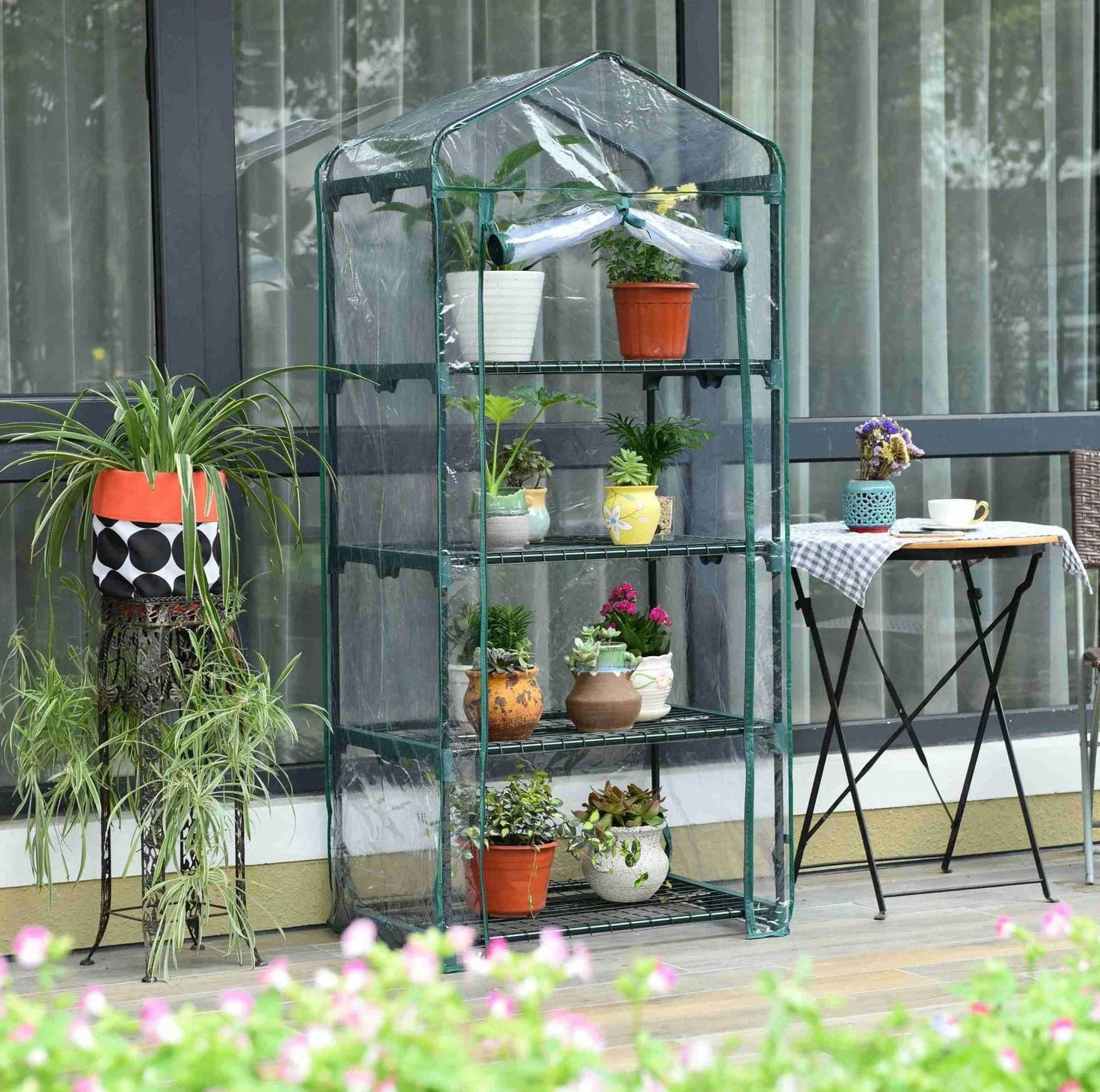 Garden Warmer Cover PVC Flower and Plant Insulated Warming Shed Greenhouse Warming Sunroom Insulated Rainproof Trellis