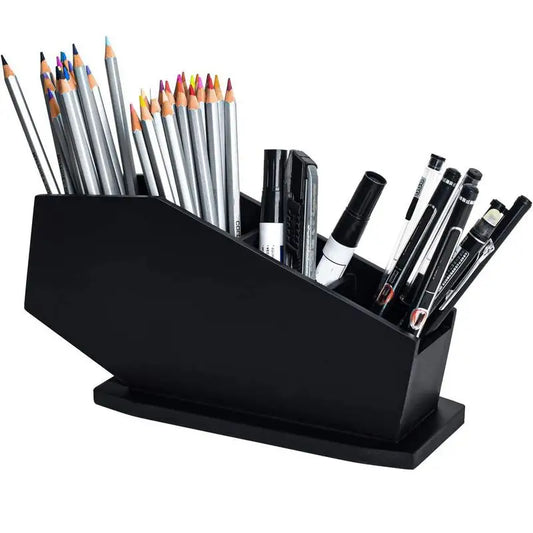 Day Night Cosmetic Brush Organizer Gothic Wooden Coffin Makeup Holder Cosmetic Storage Spooky Compartment Pen Holder