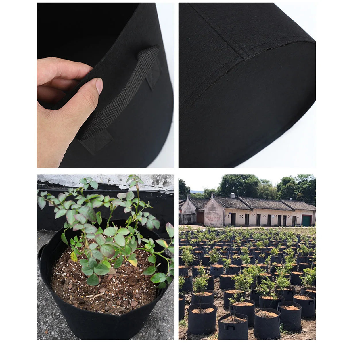 5PCS Felt Grow Bags 5-15 Gallon Potato Fabric Planting Bags Vegetable Strawberry Seedling Bags Breathable Flower Planting Bags