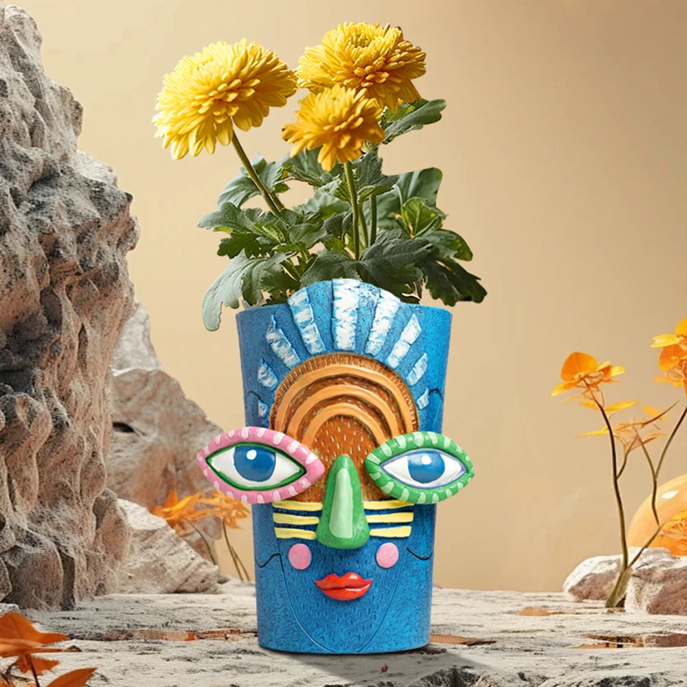 Abstract Face Planter Pot for Indoor Outdoor Plants Herb Succulent Cactus Flowerpot Home Balcony Garden Patio Art Decor