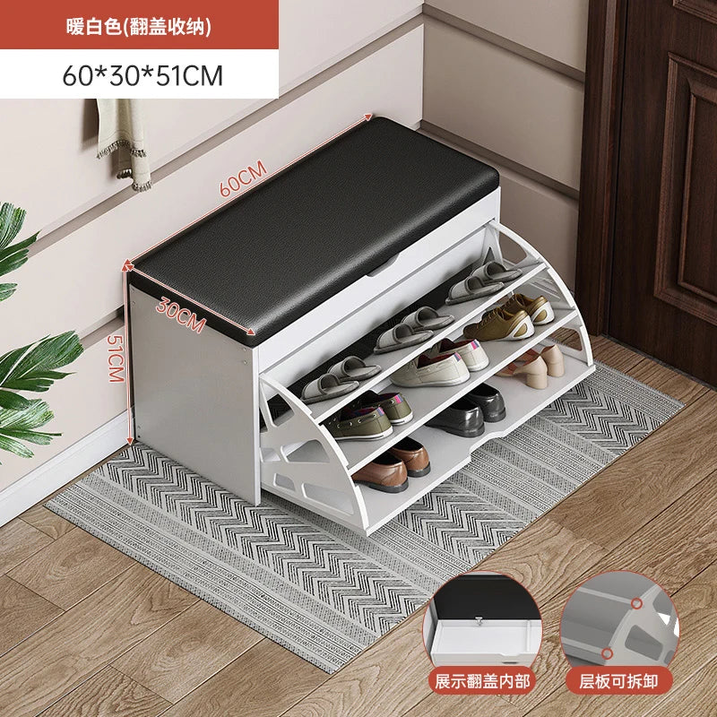 Shoe Change Stool at the Entrance to the Door, Household Seated Shoe Cabinet Seat, Integrated Shoe Rack, Soft